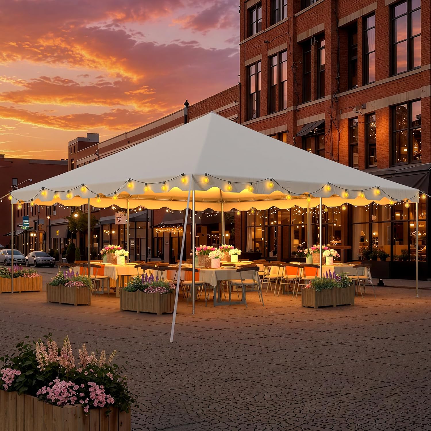 EROMMY 20x20 FT Outdoor Party Tent, Weekend Canopy Heavy Duty with Carry Bags, 480GSM PVC Outdoor Canopies, Large Tents for Commercials, Parties, Events, Weddings, White