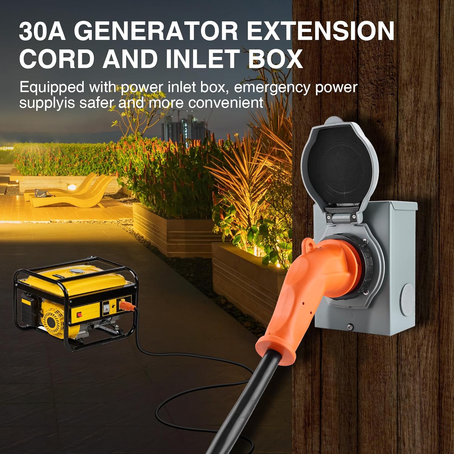 Finderomend 25ft 30 Amp Generator Cord and 30 Amp Generator Inlet Box Kit, NEMA L14-30P to L14-30R Twist Lock Cord Plug for Outdoor Use,ETL Listed