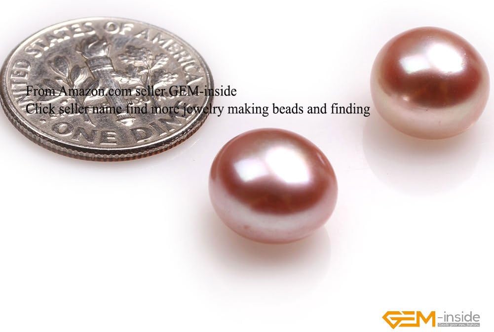 GEM-Inside 10mm Size 27 Pairs Purple Pearls Half Drilling Drill Freshwater Pearls Loose Beads Handmade Beads for Jewelry Making Stud Earring Jewelry Beading Supplies for Women