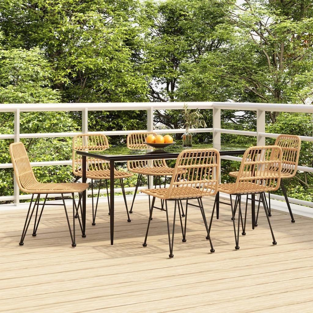 7 Piece Patio Dining Set Poly Rattan,Patio Dining Set Weather Resistant and Comfortable for Outdoor Use Patio Furniture Sets, Outdoor Furniture Sets