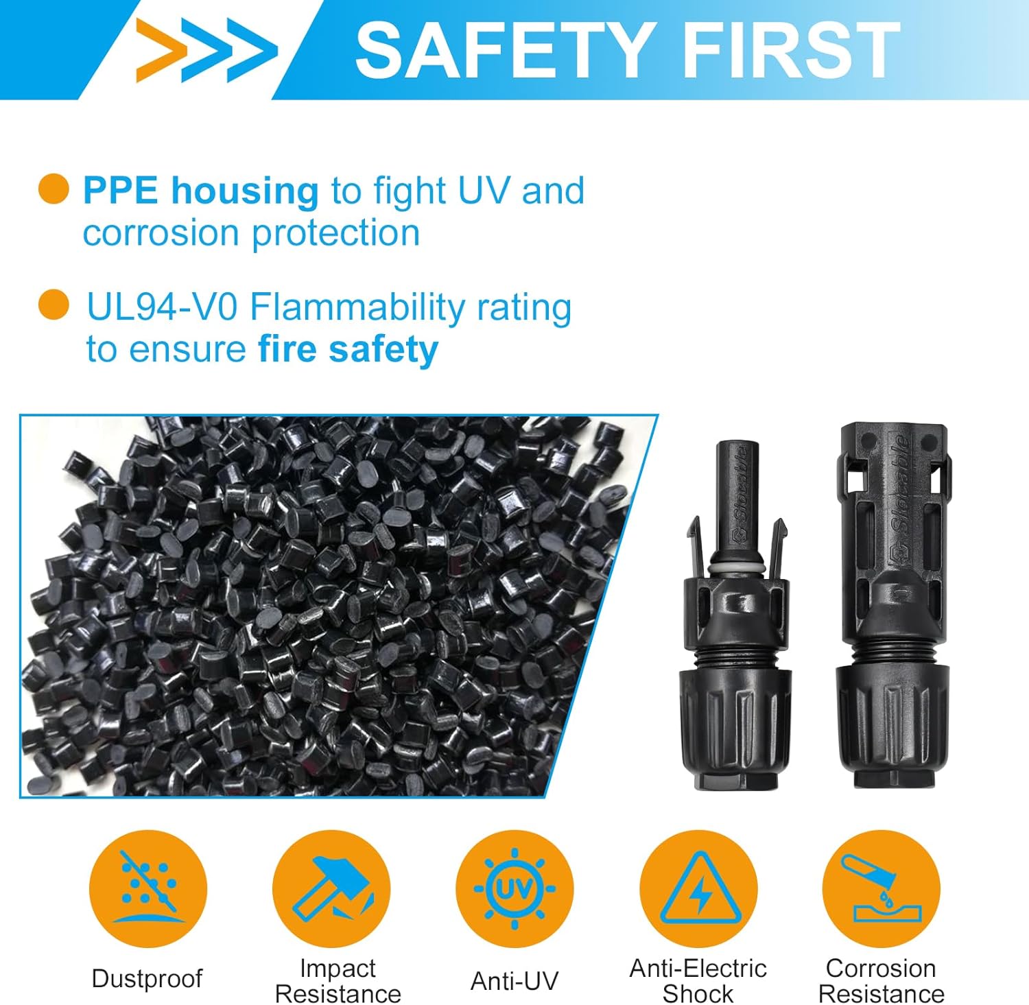10mm² Solar Panel Connector, 30ft 8AWG Solar Cable with Solar Spanner for RV, Boat, Solar Panels,Car