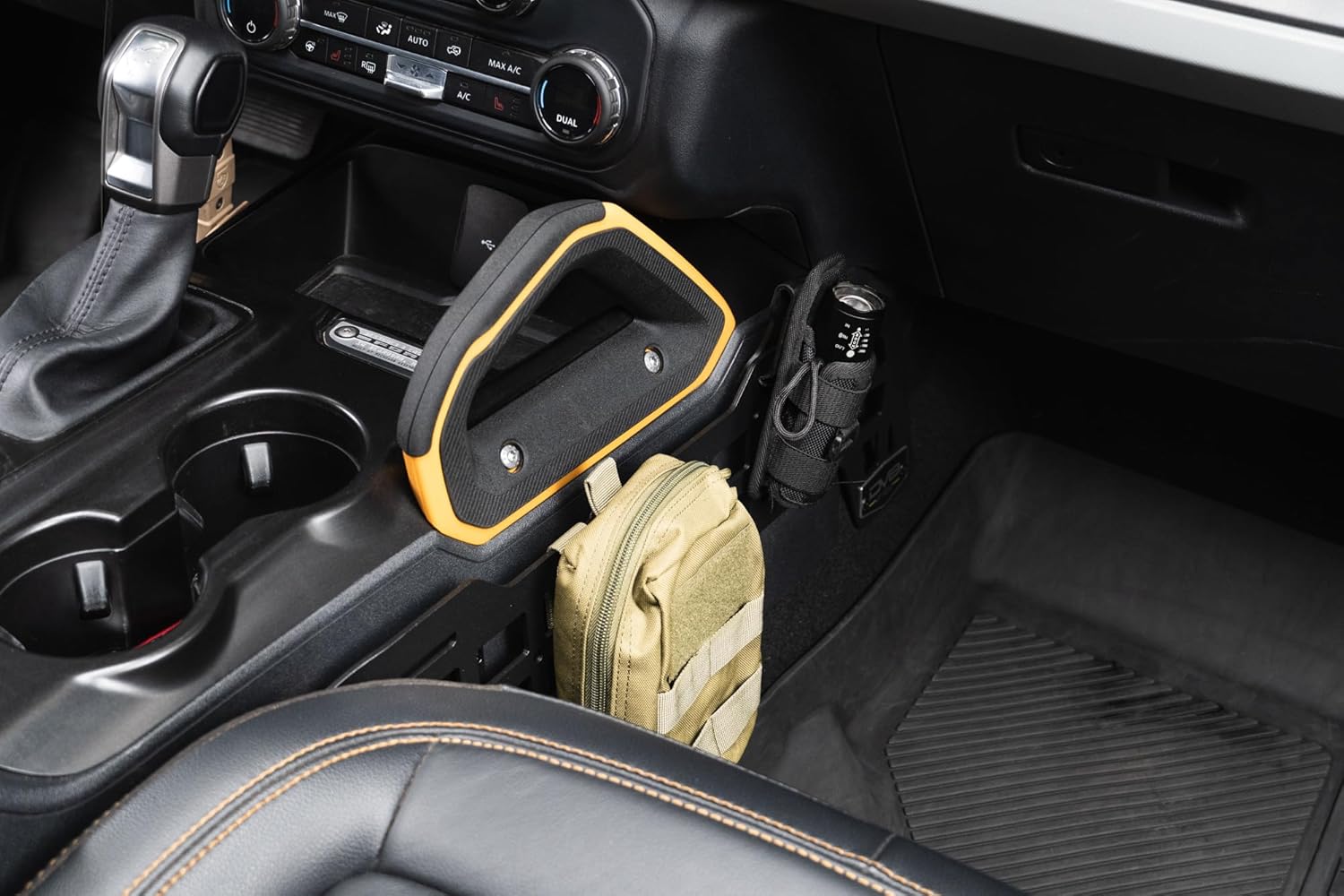 DV8's Center Console Molle Panels for 2021-2025 Ford Bronco | Mounts Quick Access Gear & Accessories | Durable Steel Construction | Black Powder Coat Finish | Driver & Passenger Side Panels Included