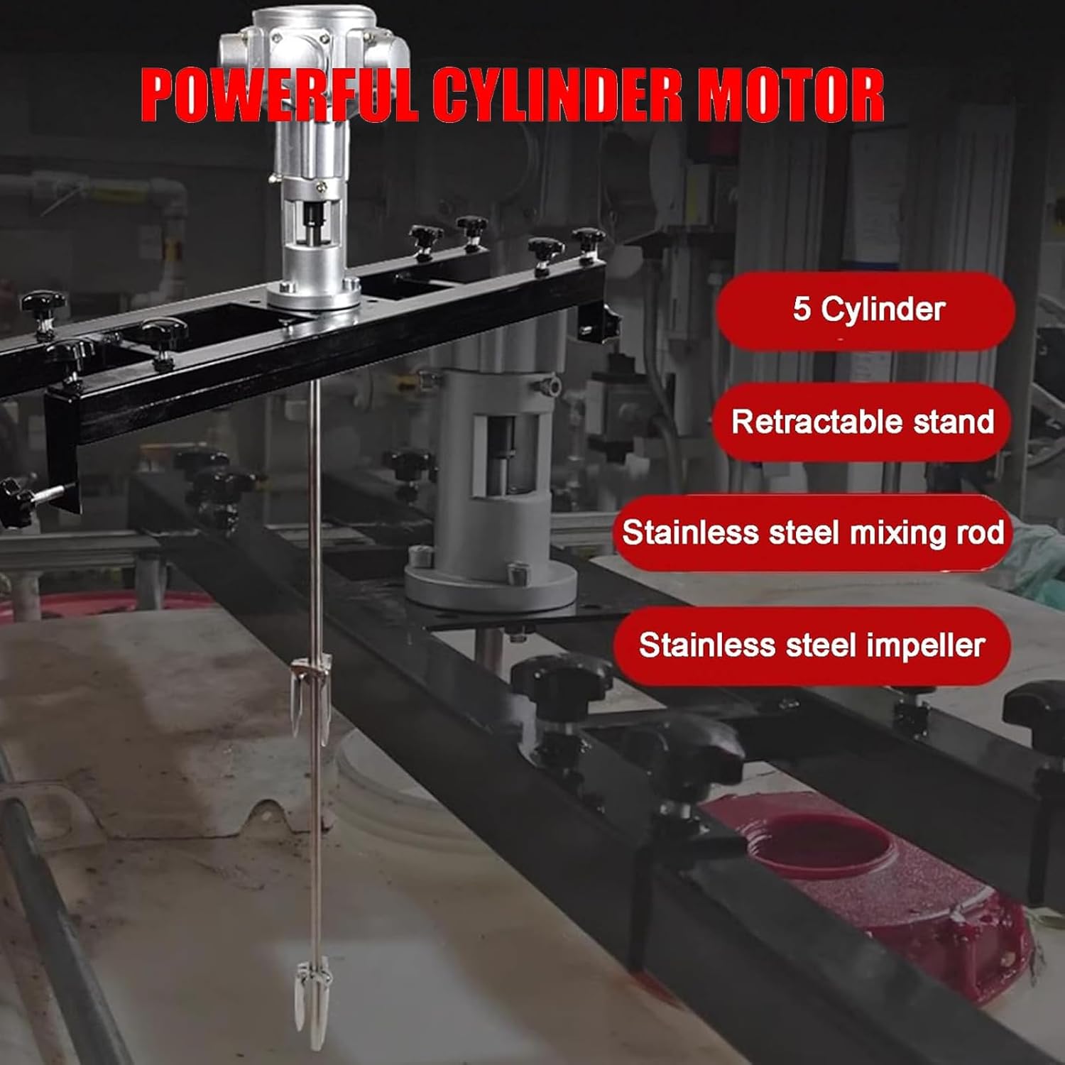 IBC Tote Mixer Agitator, Pneumatic Bracket Mixer, Paint Stirring Machine Mix Tool, with Folding Propeller Suitable for Ink Dissolver Agitator Viscous Liquid Mixer