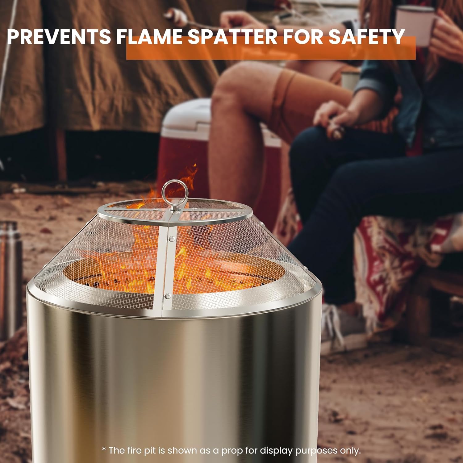 Fire Pit Spark Screen for Solo Stove Bonfire Accessories, 19.5 Inch Spark Shield for Solo Bonfire, Heavy-Duty 304 Stainless Steel Mesh Fire Pit Screen Cover with Removal Tools