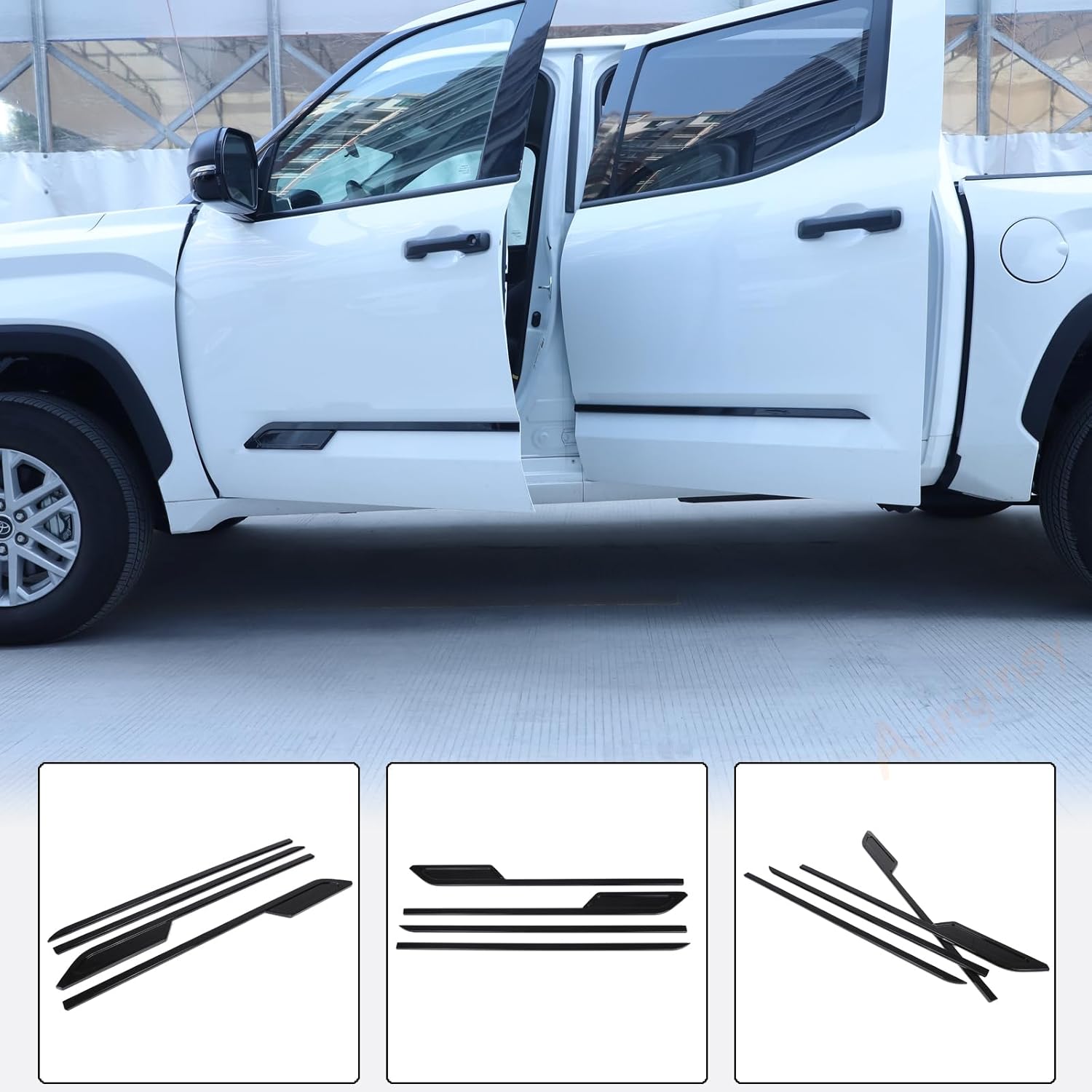 Aunginsy Door Side Molding Trim Strip Cover Compatible with Toyota Tundra 2022 2023 2024 2025, Exterior Body Side Door Molding Guard Panel Decorative Strip Sticker Protection ABS Exterior Accessories