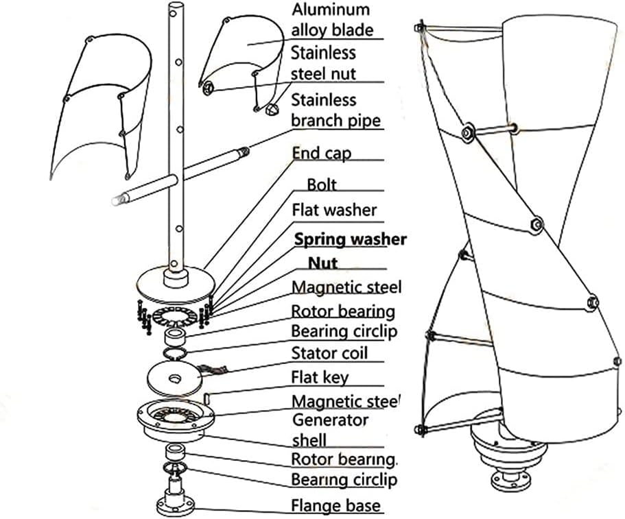 Vertical Wind Turbine Generator 9000W 3 Phase Generator with Controller Spiral Wind Turbine Low Noise for Garden Home