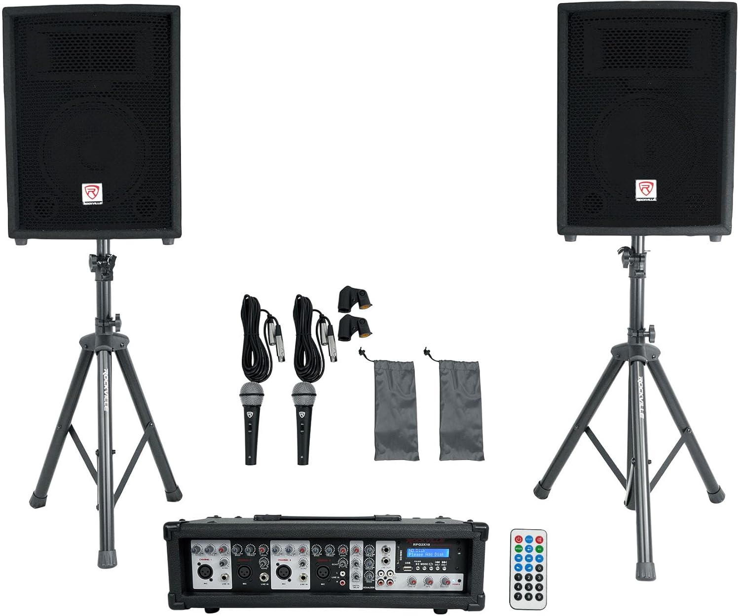 Rockville RPG2X10 Powered Bluetooth Mixer+(2) 10