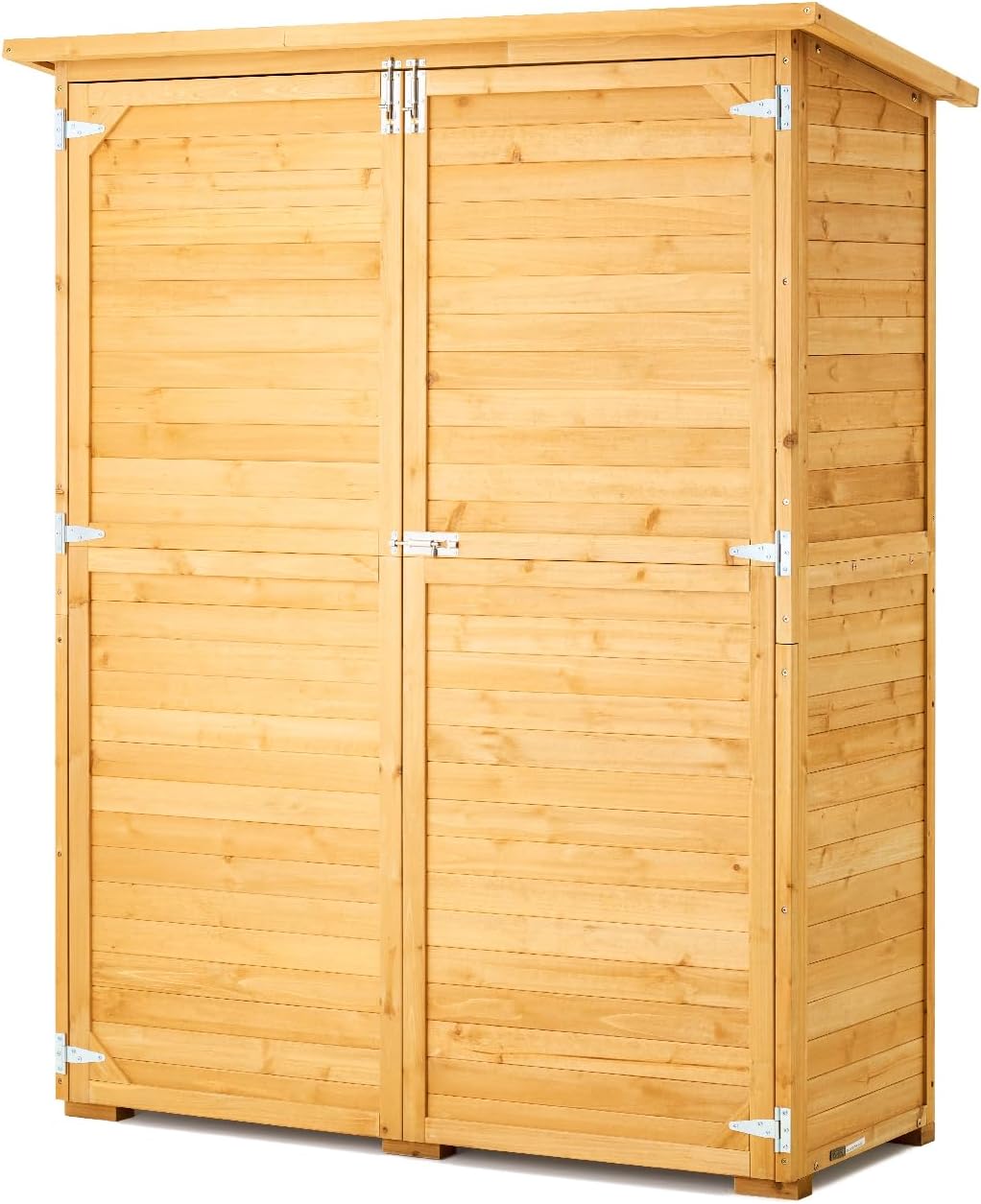VEVOR Outdoor Storage Shed, Large Wooden Outside Storage Cabinet with Waterproof Roof and Metal Frame, Double Lockable Doors Garden Tool Shed Storage House Cabinet with Shelves, 55.1