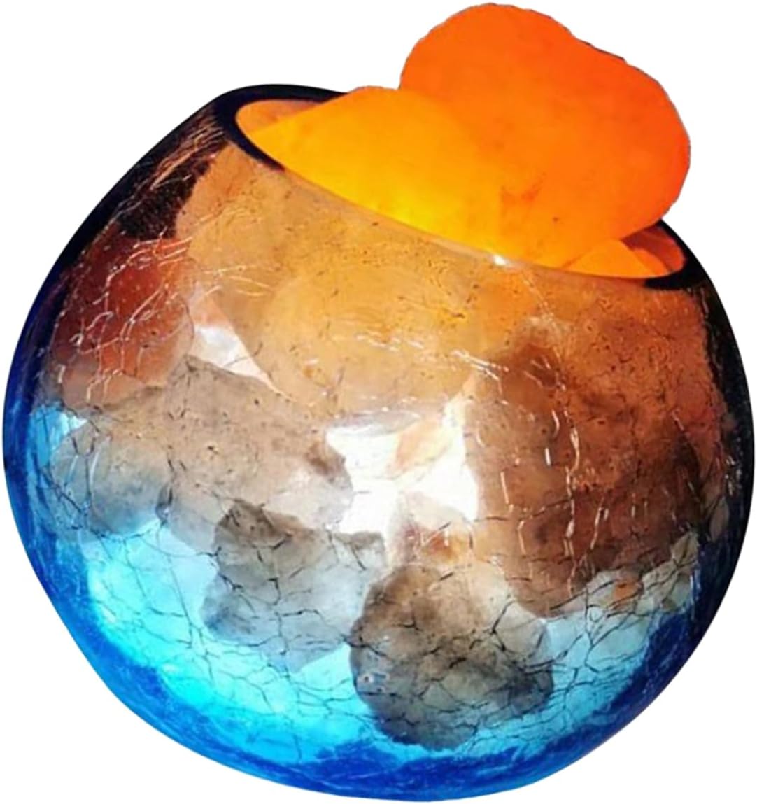 USB Himalayan Cracked Glass Night Light for Bedroom Dimmable Bedside Decor Soft Lighting for Meditation Yoga and Relaxation