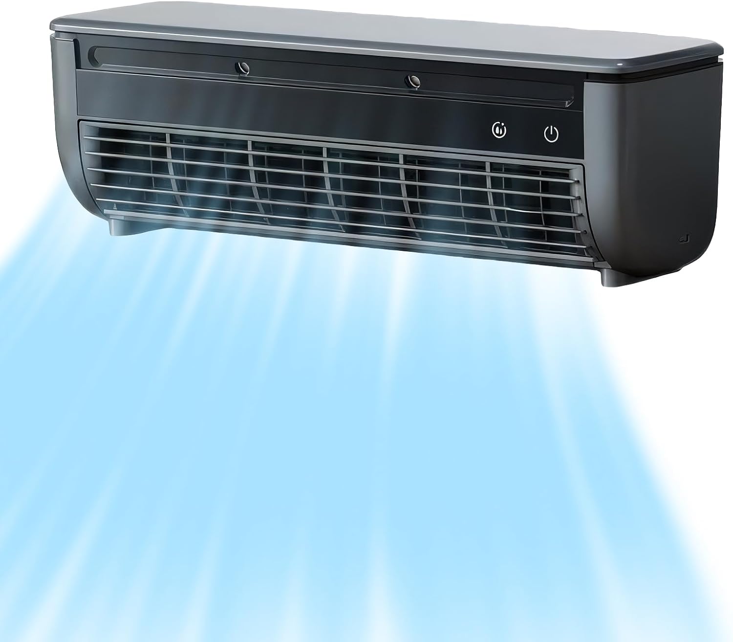 No‑Drill Wall AC Unit Fan, Portable Wireless Air Conditioner Fan, Rechargeable Charging Air Conditioner Fan with 6000mAh Battery, 10s Instant Cooling & 3‑Speed for camping, Kitchen (Black)