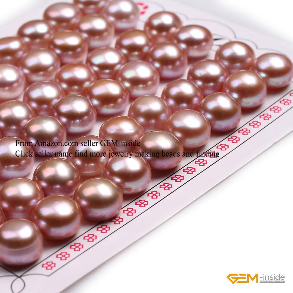 GEM-Inside 10mm Size 27 Pairs Purple Pearls Half Drilling Drill Freshwater Pearls Loose Beads Handmade Beads for Jewelry Making Stud Earring Jewelry Beading Supplies for Women