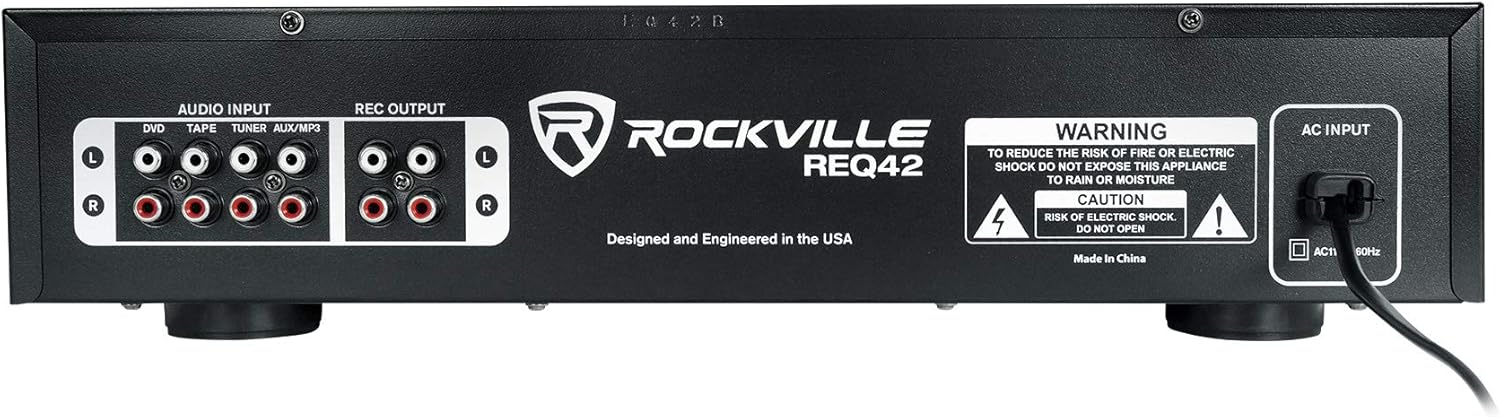 Rockville Bundle: RPA60BT V2 1000 Watt 2-Ch USB Bluetooth DJ/Pro/Karaoke Amplifier Mixer Bundle with REQ42-B Black 19