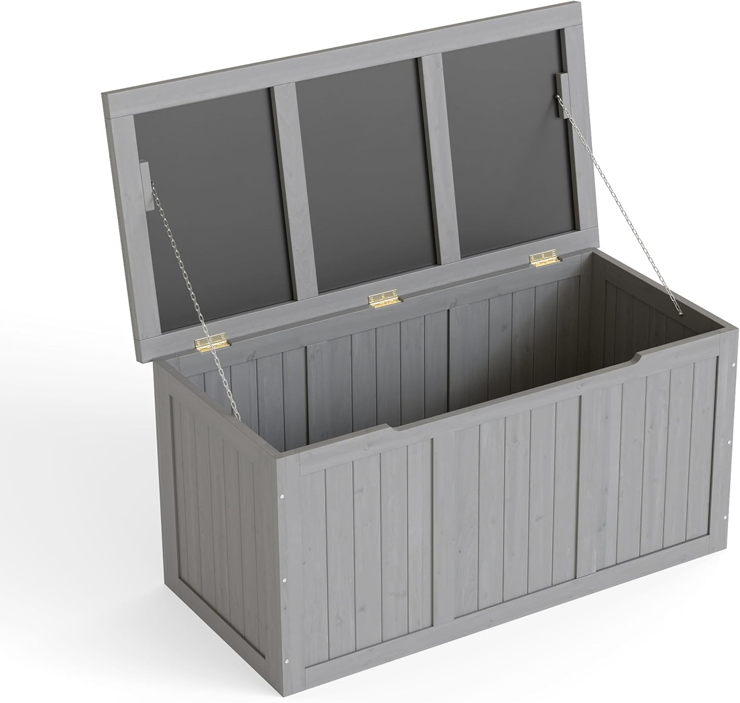 Outdoor Storage Box, 67 Gallon Wooden Deck Box Indoor and Outdoor Use, Garden Backyard Storage Bench for Patio Furniture Cushions, Pillows, Garden Tools, Wooden Porch Bench, Grey