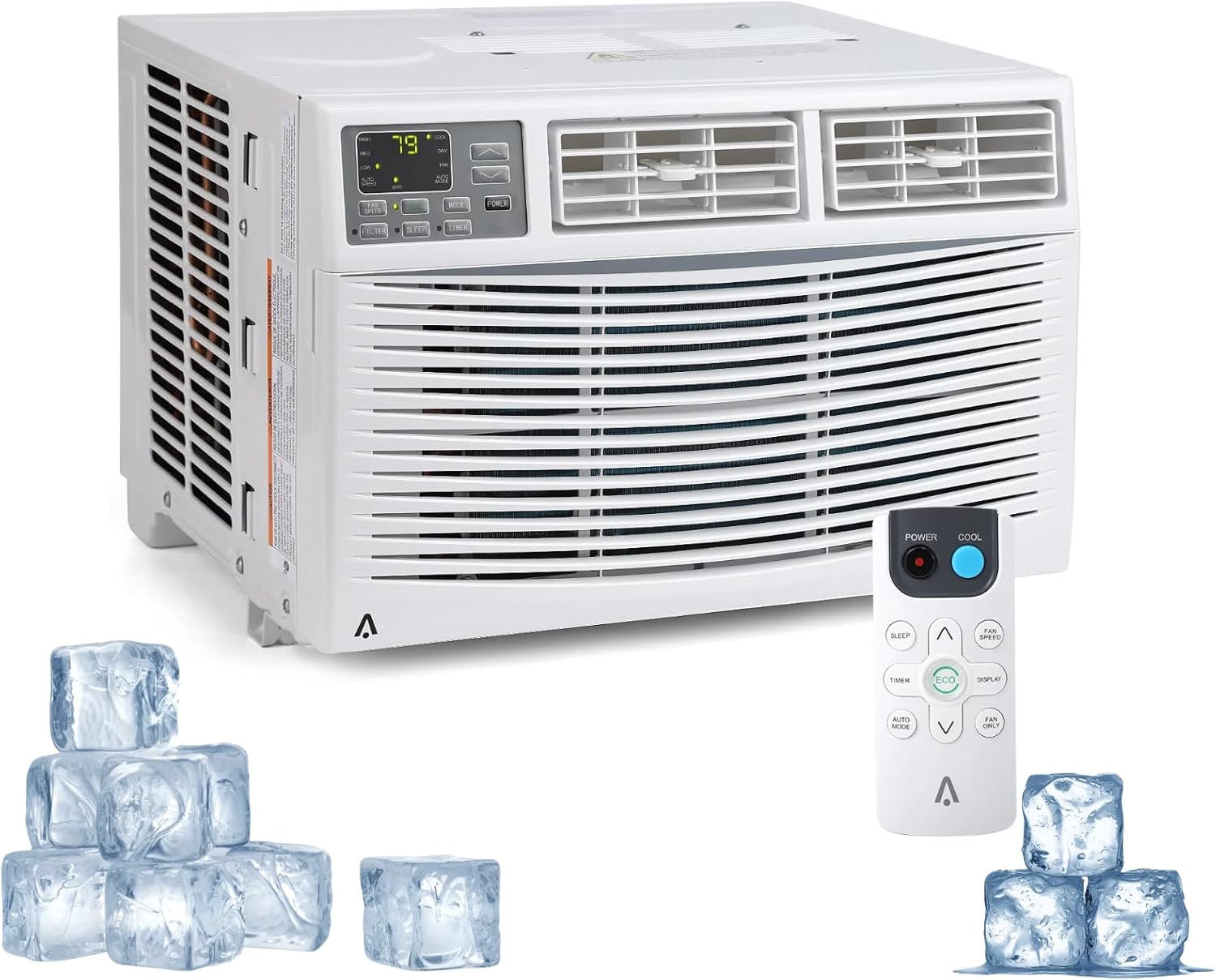 8000 BTU Window Air Conditioner with WiFi, Ideal for Bedrooms & Small Rooms, 115V, White - Remote Control, App Control, 3 Fan Speeds, Quiet Operation