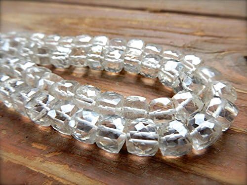 13 inch natural beads strand of 7mm faceted cube quartz gemstone beads for DIY jewelry - necklace, bracelet, earring, ring.