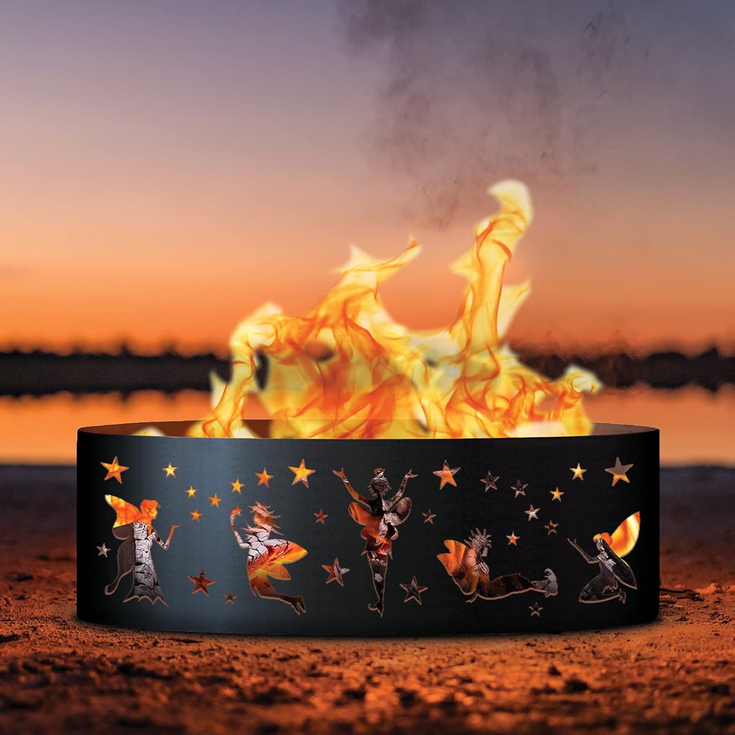 PD Metals FRY01248 Fairy Unpainted 12 in. Tall 48 in. Diameter Outdoor Fire Ring - 48 x 48 x 12 in. - Rustic Black Color