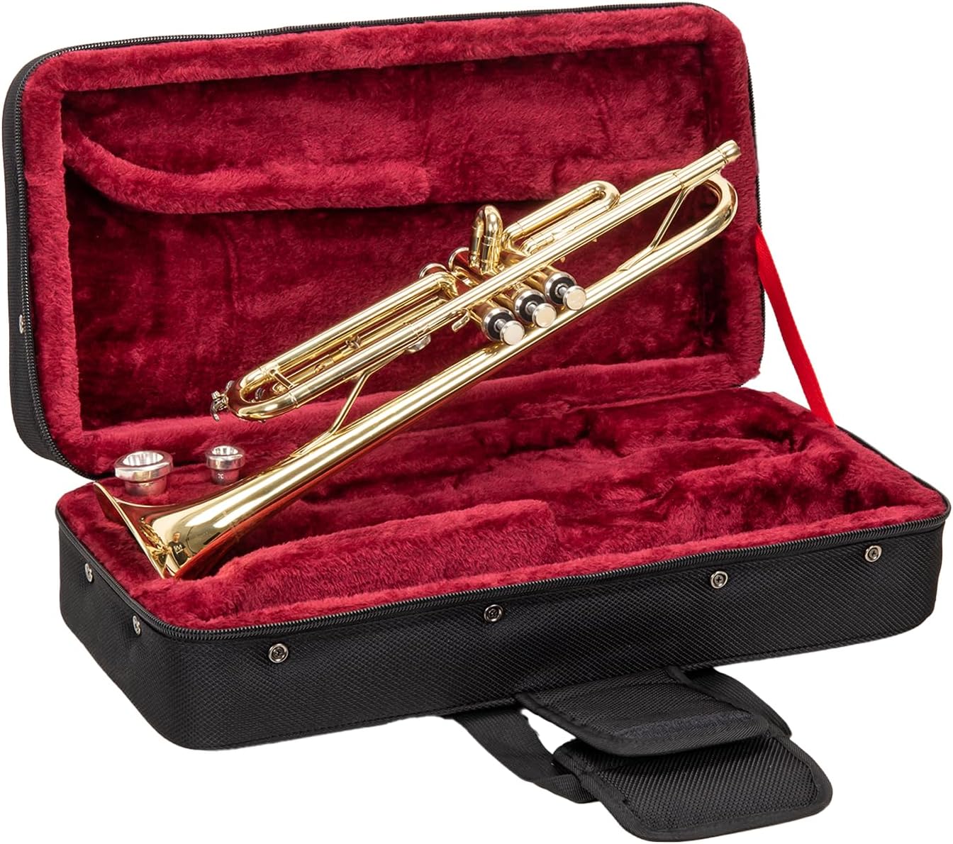 Crossrock Bb Trumpet Foam Case | Lightweight Black Gig Bag with Modern Fabric, Plush Interior & Storage Compartments (CRP300TRBK-R)