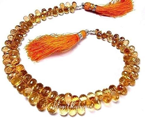13 inch natural beads strand of 6x4-10x6mm faceted drop citrine gemstone briolletes beads for DIY jewelry - necklace, bracelet, earring, ring.