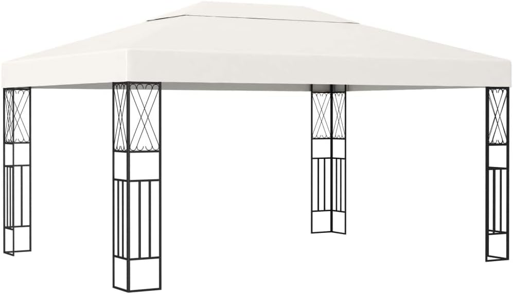 Cream Polyester Gazebo, 9.8x13.1 ft Rectangular Outdoor Canopy Tent with Powder-Coated Steel Frame, UV Protection for Patio, Garden, Events Outdoor Structures