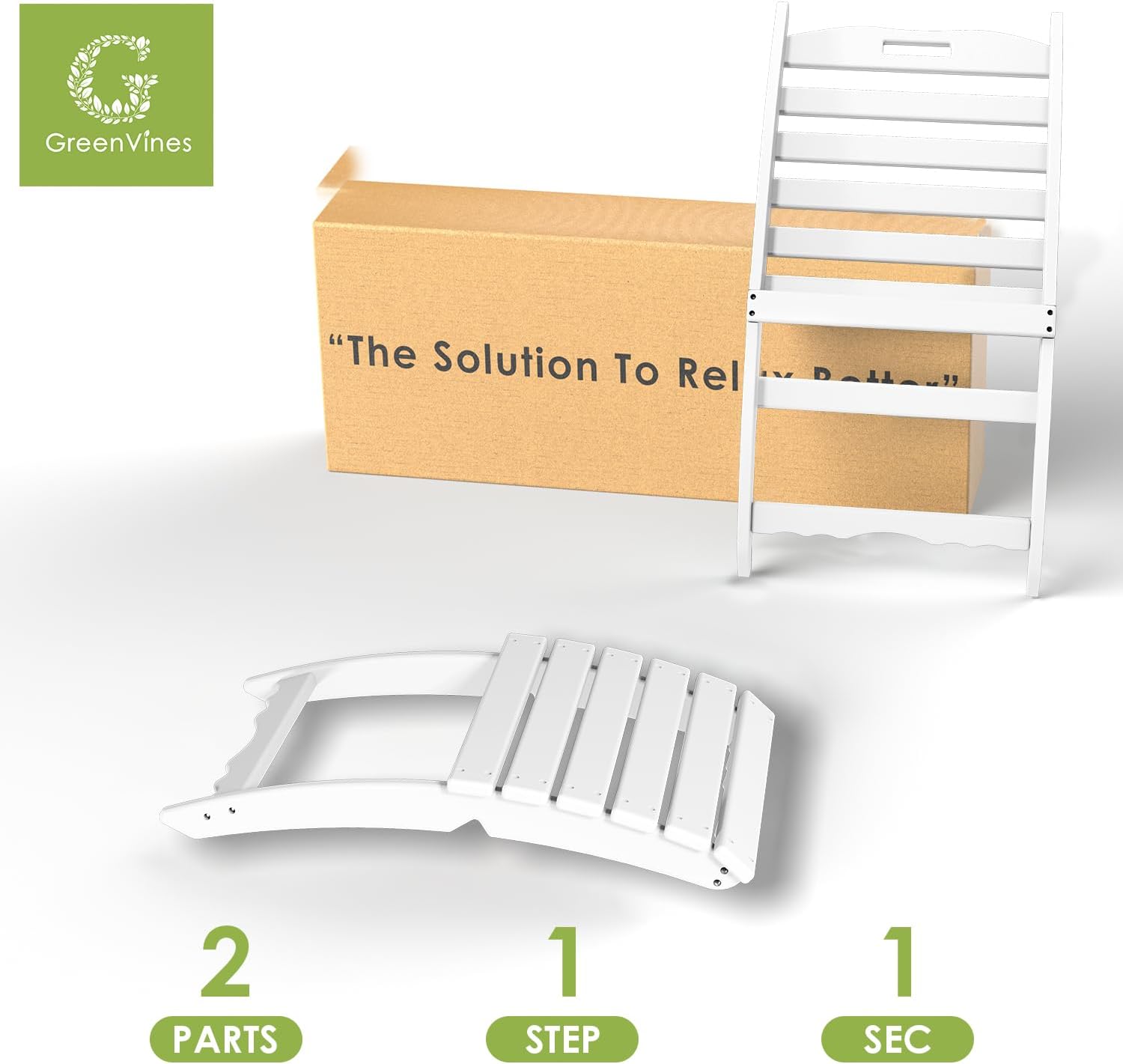 GREENVINES Folding-Xavier-Chairs Set of 4 | Wave | Portable Adirondack-Chair | HDPE Plastic | All Weather Fire-Pit Chair | White | for Beach Outdoor Deck Poolside Garden Patio Porch Fishing