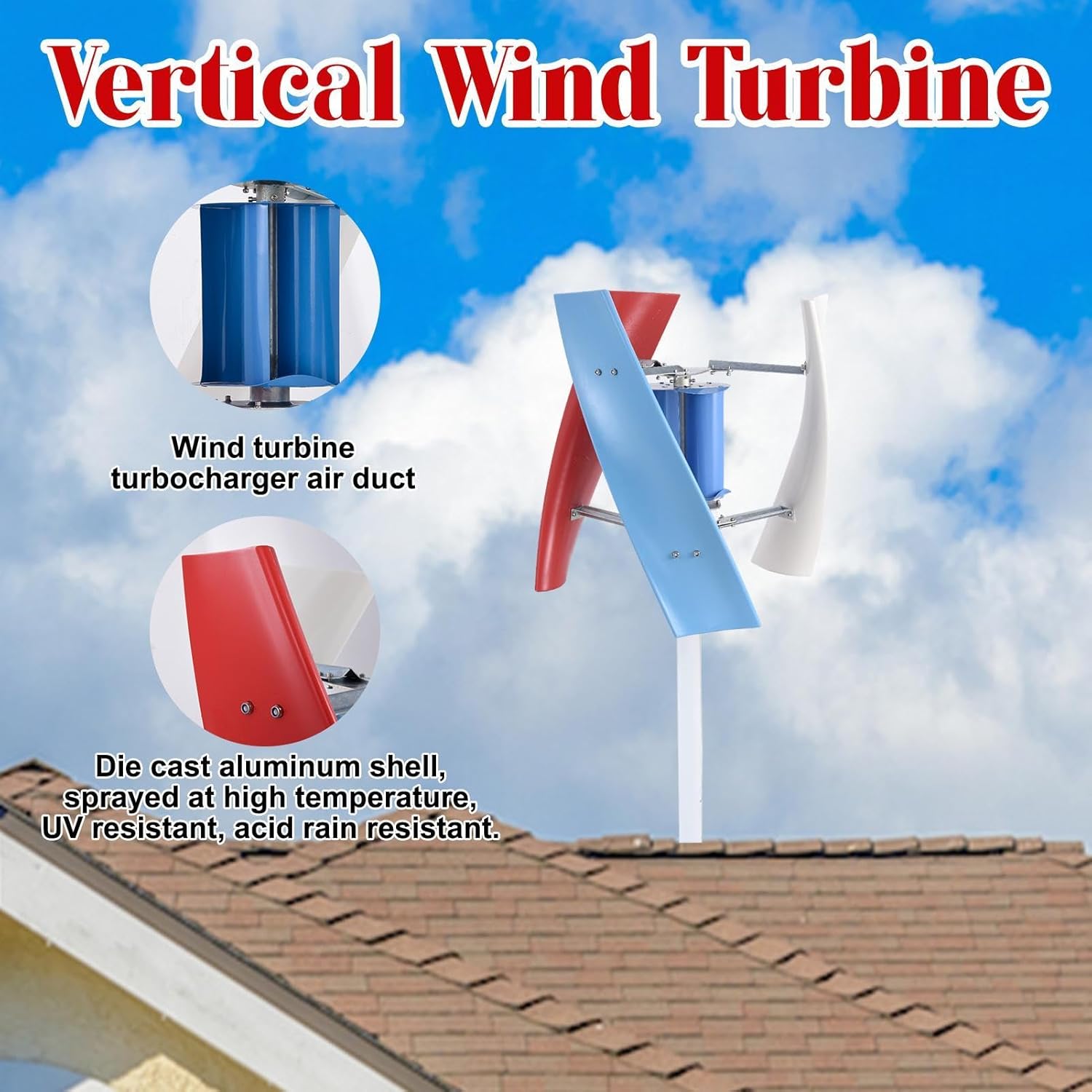 Home Wind Turbine - 3 Leaves Wind Power Generator 24V,Permanent Magnet Generator Kit for RVs, Boats, Home Street Lighting