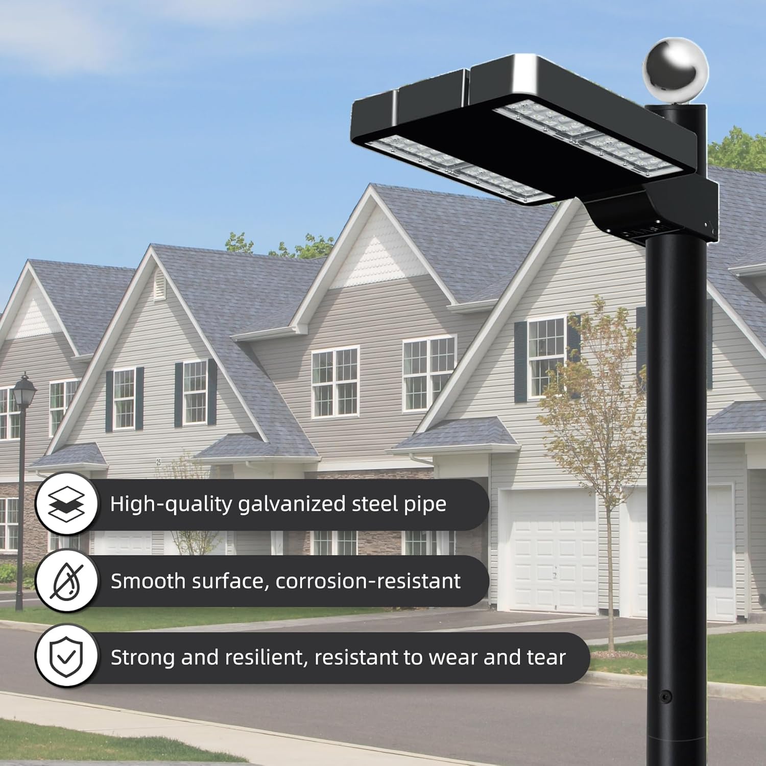 Street Light Pole 20Ft, Street Light Poles for Outdoor Lighting,Solar Pole Accessory for Street, Suitable for Farm, courtyards, Parks, and Roads (114+76)