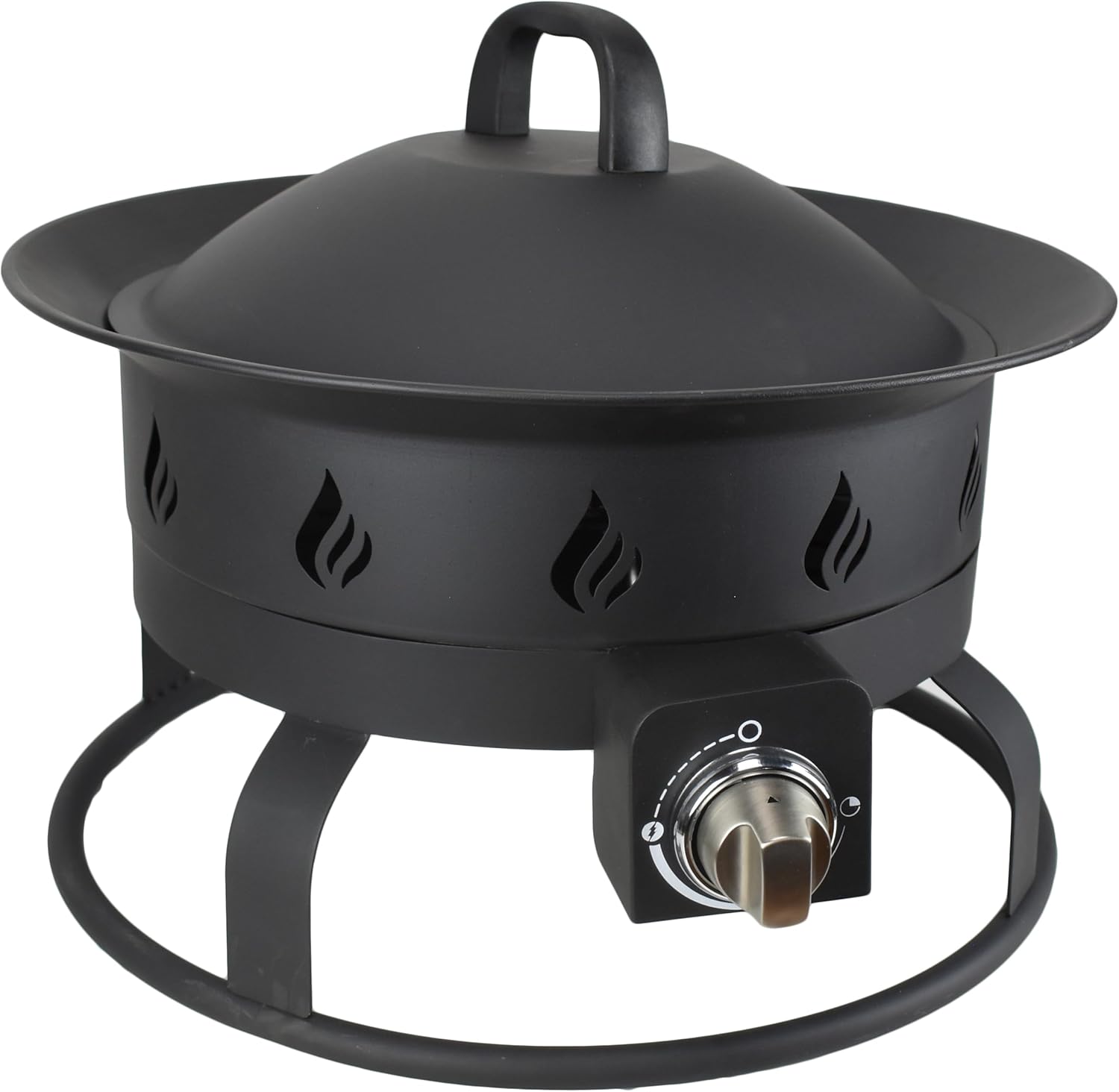 Global Outdoors Portable Propane Fire Pit, 19-inch, 54,000 BTU Smokeless Fire Bowl with Auto Ignition, Lid, Pumace Stones, Stand