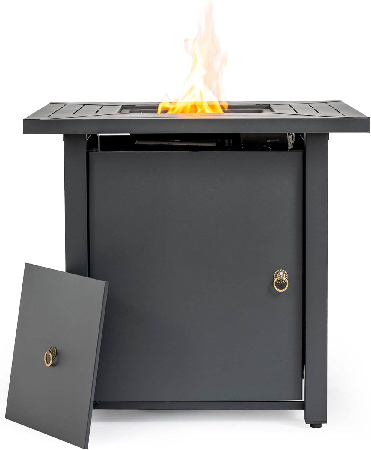 30'' Gas Firepit Table for Outside Patio, 50000 BTU Square Fire Pit Tables with Storage Compartment, Propane Fire Table with Lid for Deck Garden Courtyard, Easy Assembly (Black - 30'')