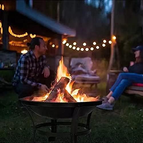 22Inch Outdoor Fire Pits, Patio Stove Wood Burning BBQ Grill Fire Pit Bowl Iron Round Shape Fire Pit for Outside Wood Burning for Backyard Garden Patio Heating