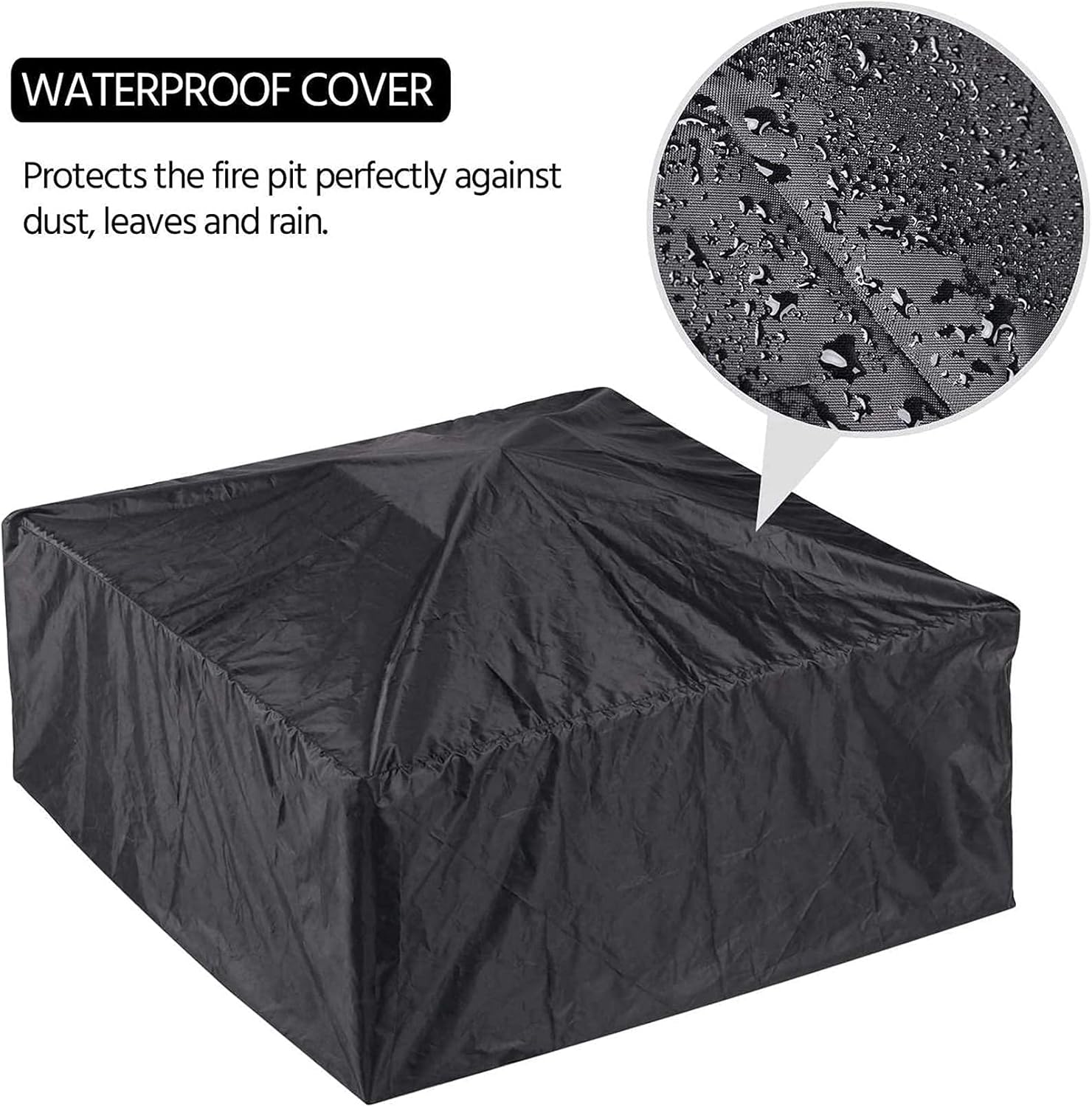 3 in 1 Outdoor Fire Pit,Metal Brazier Square Table Firepit Garden Patio Heater/BBQ/Ice Pit with Waterproof Cover