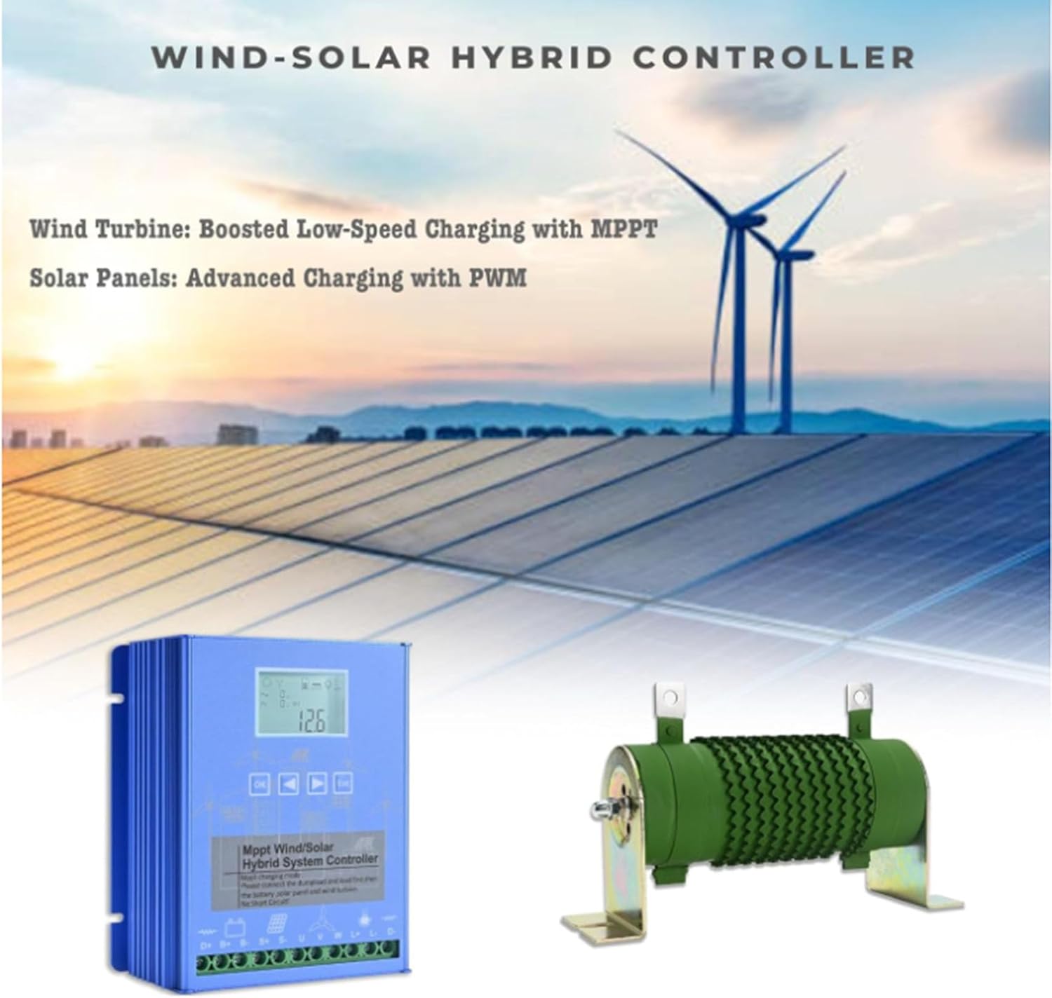 24v,HYZHANHONG 12V 24V 48V Voltage Regulator MPPT Wind-Solar Hybrid Boost Controller, 10000W Wind-Solar Hybrid Charge Controller for Wind Turbine Generator Charger Battery 24V