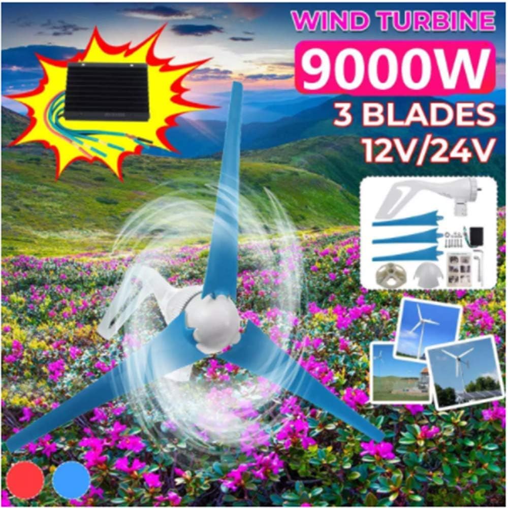 9000W S2 Hoop Type Wind Turbine Generator 3Blade 12V/24V Wind Turbine Generator Kit+Charge Controller Windmill Energy,24v
