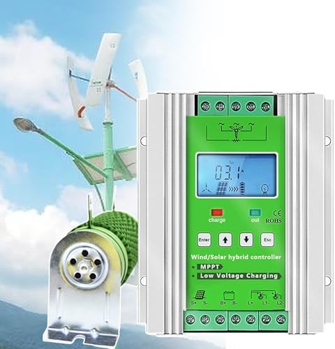 Hybrid Solar Wind Controller 12/24/48V MPPT LCD Display Off-Grid System - 1200W Wind + 1000W Light, Auto Dump Load for Home & Streetlight Solutions