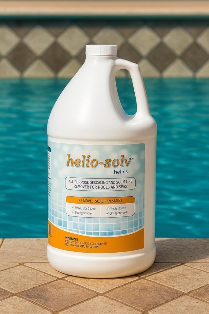 Helio‑Solv Professional Pool Tile Cleaner & Scale Remover – Removes Calcium, Lime, Rust & Mineral Deposits on Waterline