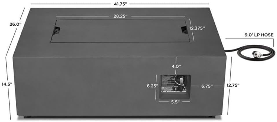 Home Square 2-Piece Set with Small Fire Table and Fire Glass in Slate/Black