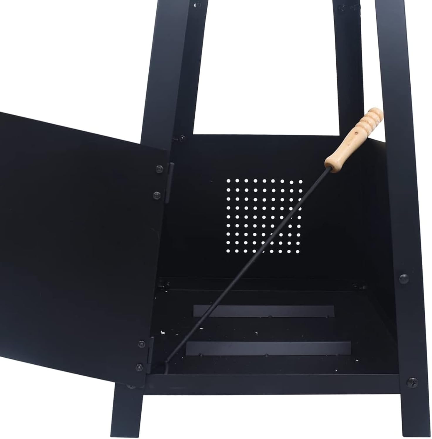 Fire Pit, Pyramid Shape with 4-Leg Stand, 13.8in x 13.8in x 39in, Powder-Coated Steel, for Outdoor and Minimalist Settings