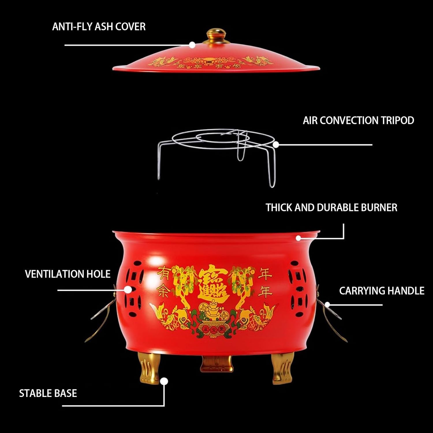 Enamel Burn Barrel Incinerator Can Garden Fire Pit Cage Yard Debris Furnace Burning Bin Bucket Garden Metal Incinerator Burn Barrels for Outside for Burning Trash Incinerator Burn Cage(35x34cm)