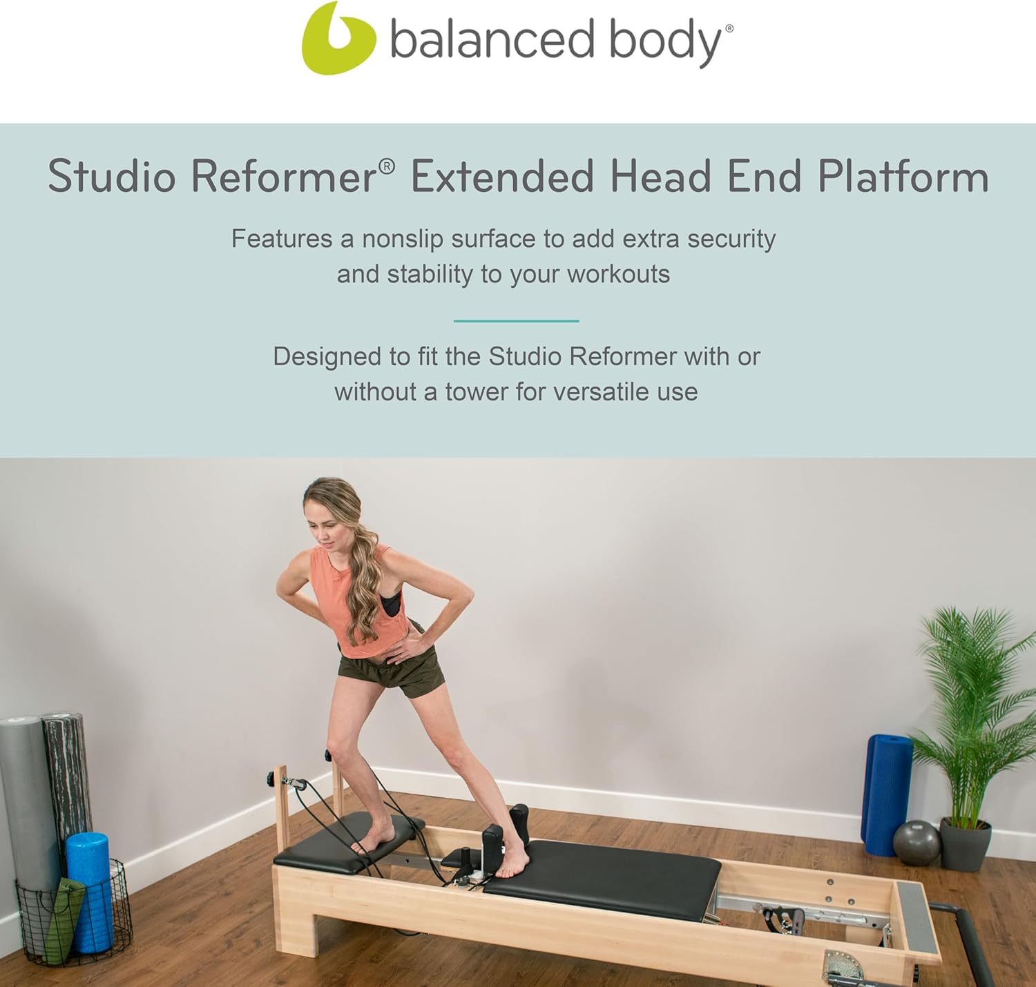 Balanced Body Studio Reformer Head End Platform, Pilates Reformer Platform, Reformer Accessory, Nonslip Platform for Home Pilates Gym or Studio Use