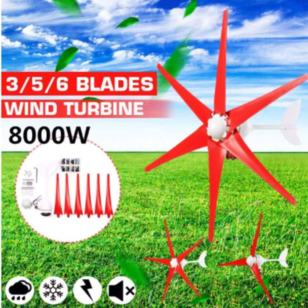 8000W 3/5/6 Blade Wind Turbines Generator DC/AC 12/24V Windmill Energy Turbines Charge High Conversion Rate Powerbank Motor Kit,3 Blades,12v