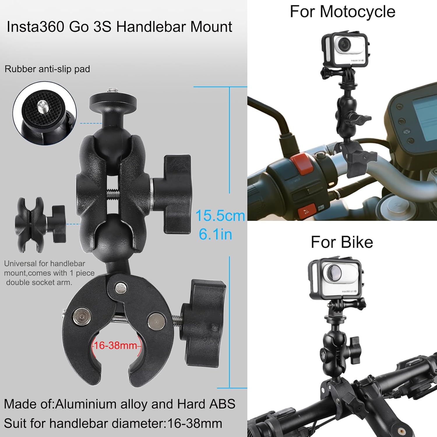 PellKing Accessories Kit for insta360 3/3S,Include Carrying Case with Handle,Selfie Stick,Chest Strap,Head Strap,Backpack Strap,Wrist Strap,Magnetic Mount,Handlebar Clamp,Screen Protector,and Other