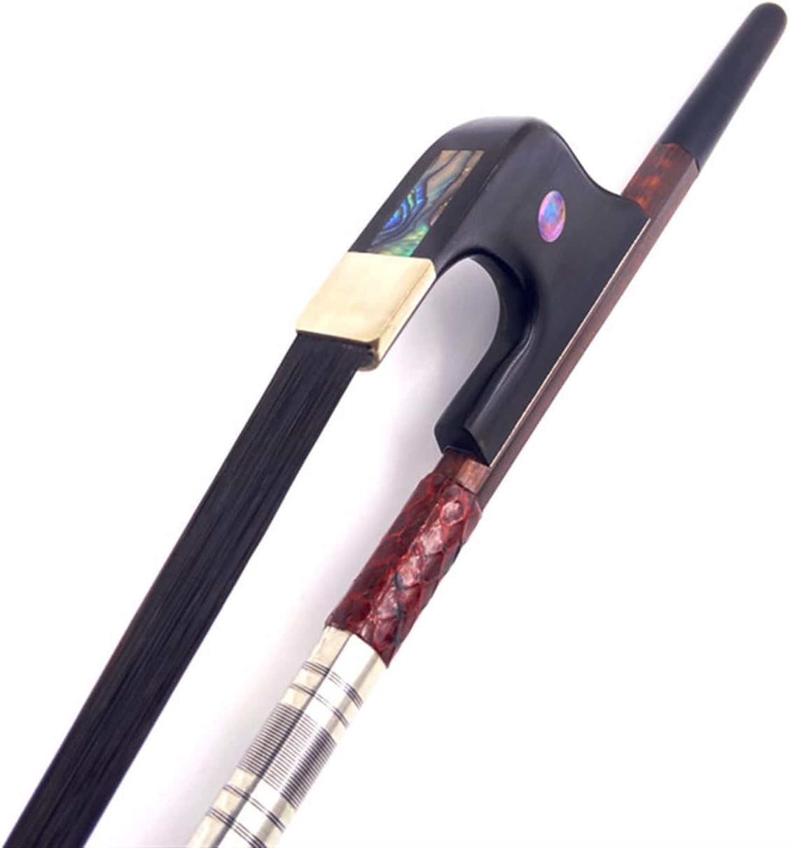 TSTS 3 Snakewood Letterwood Upright Double Bass Bow 3/4, White/Black Bowhair Horsetail Full Size Violin Bow (Color : 01)
