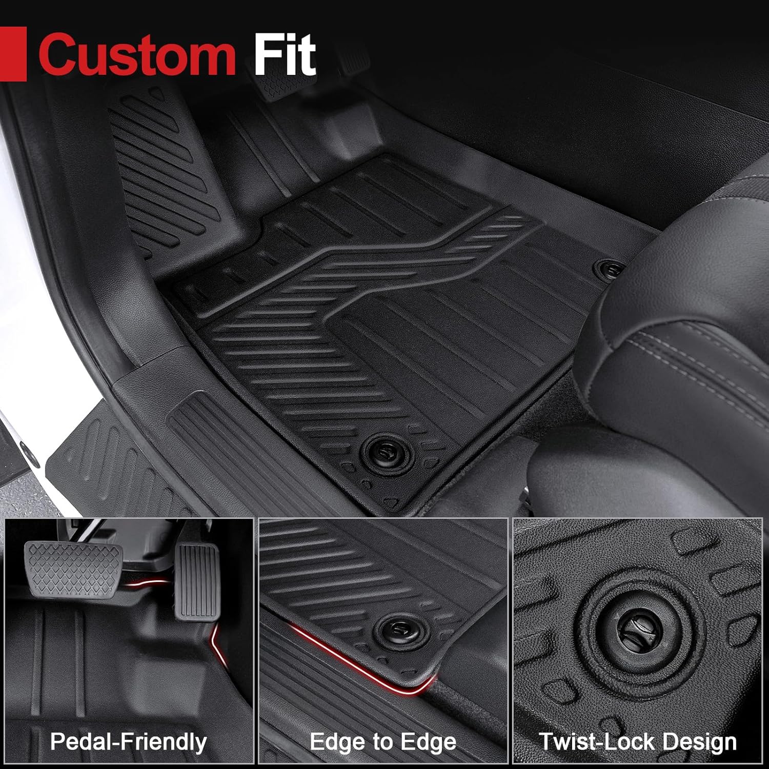 Floor Mats for 2023-2025 2026 Honda Pilot, Cargo Mat with Backrest Mat All Weather TPE Cargo Liner Replacement Protection for 2025 Honda Pilot Accessories Door Sill Guards
