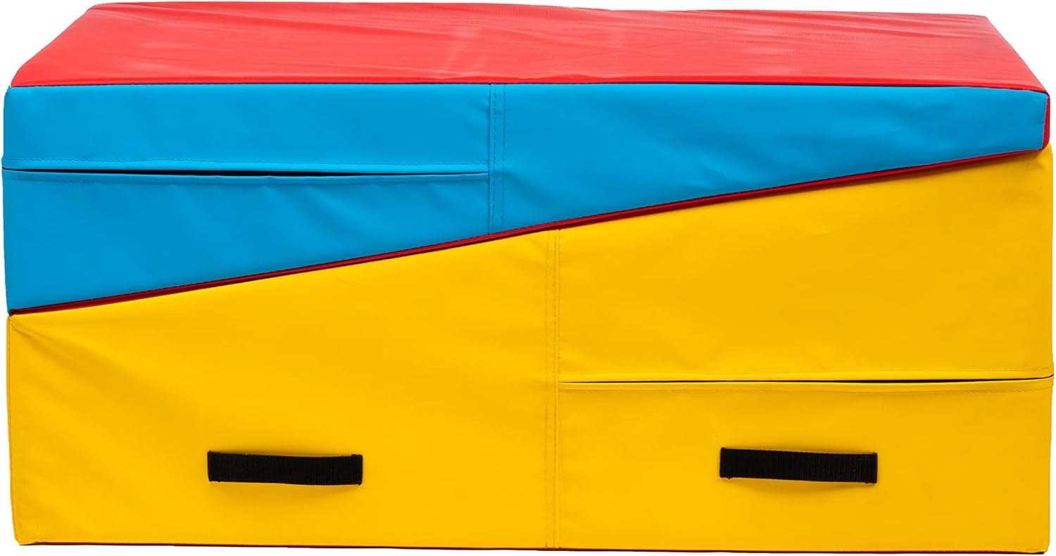 PRISP Folding Incline Gym Mat - Extra Long 71 x 30 x 14 in Wedge Gymnastics Tumbling Mat for Kids