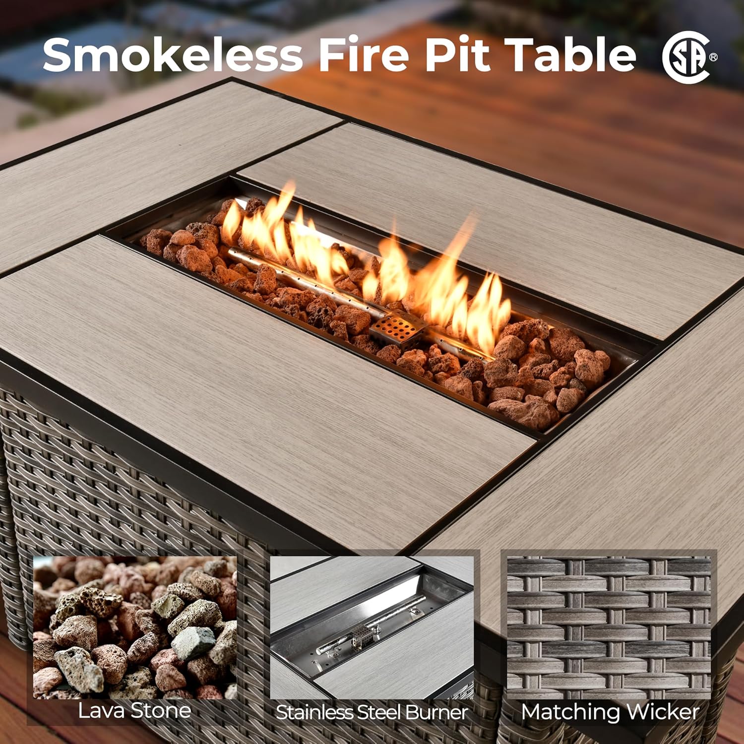 HOOOWOOO Outdoor Patio Furniture Sets 7 Pieces Patio Conversation Sets Weather Resistant Wicker Sofa Seating Set with 42