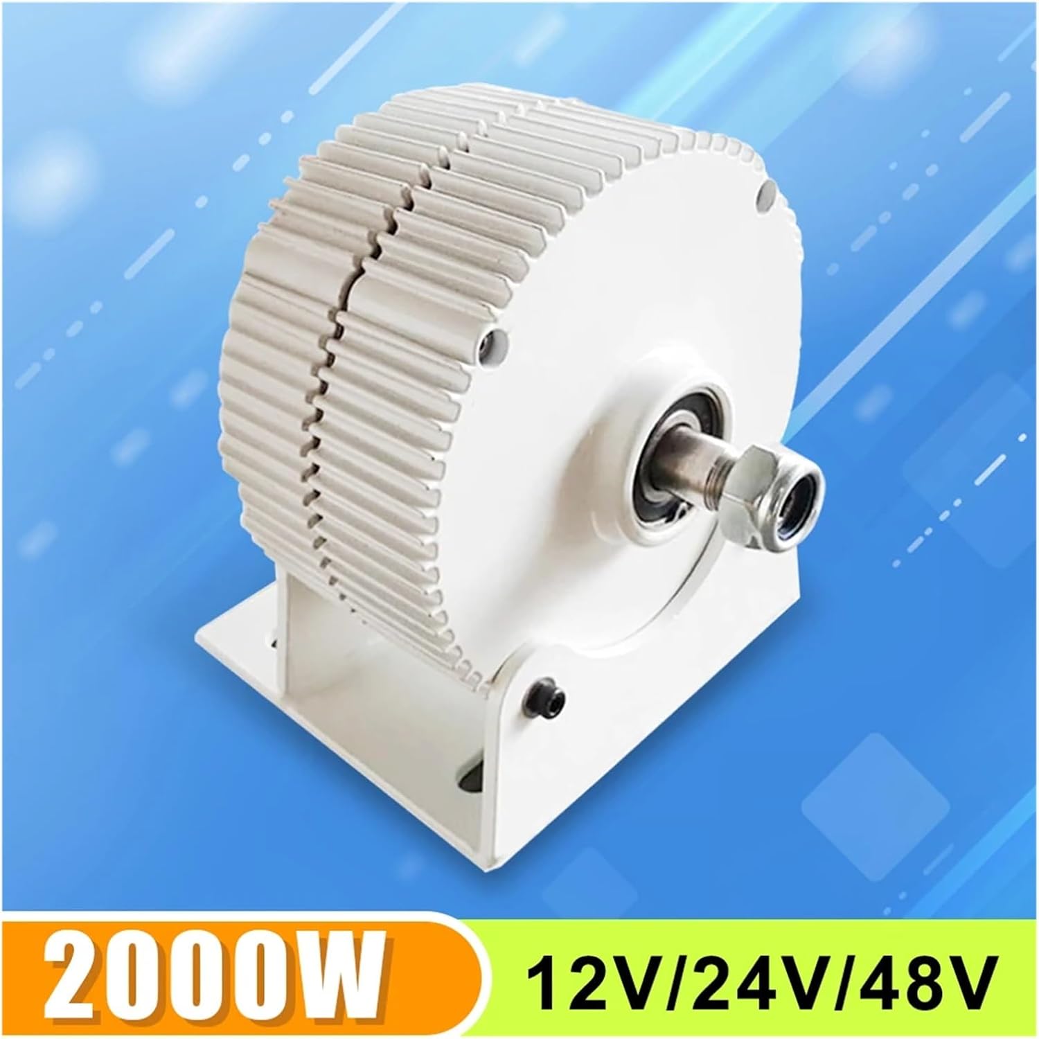 Gearless 2000W Permanent Magnet Generator 12V 48V for Low-Speed Household in Wind Turbines and Water Turbines Low Starting Speed for Home(with Base,24V_2000W 500RPM)