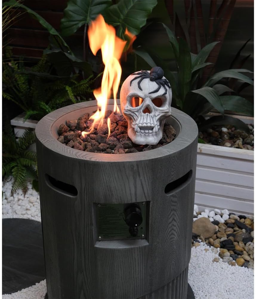 32000 BTU, CSA Certification Diameter 20 Inch Round Outdoor Gas Fire Pit,Contain 2.5kg Lava Stone and Rainproof Cover,Magnesium Oxide Cultured Stone Surface Finished, More Suitable for Outdoor Garden