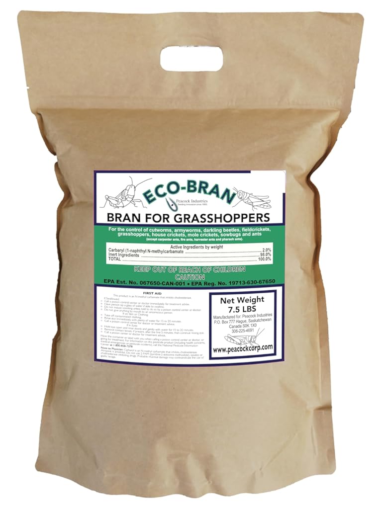 Broad Spectrum Grasshopper & Cricket Bait - Contains 2% Carbaryl - Control of Grasshoppers, Cutworm, Locust, Mole & Mormon Crickets, Sow Bugs (Roly-Poly), Ants, Beetles & More! (7.5 lbs)