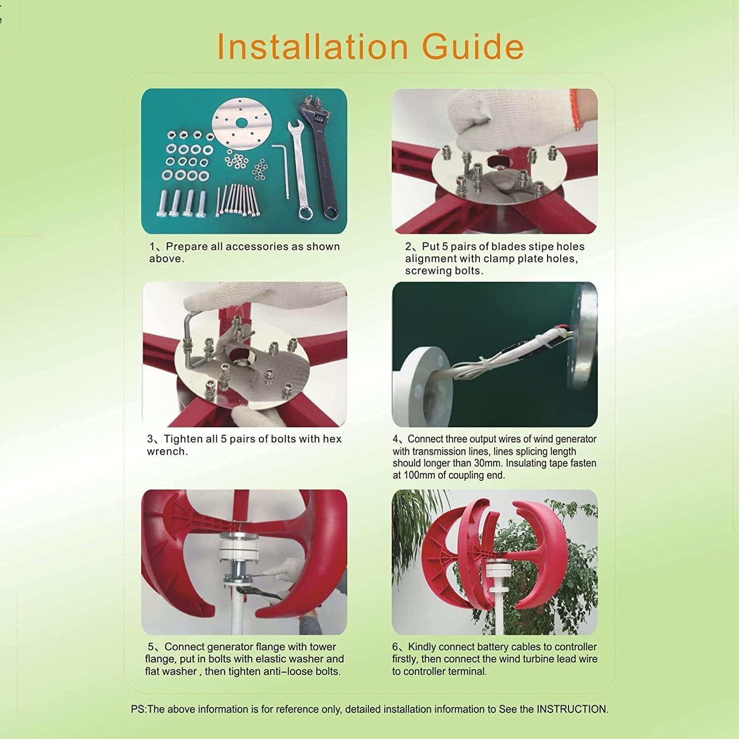 12V/ 24V 2000W Wind Turbine Generator Kit, 5 Blade Vertical Axis Wind Generator Kit Electricity Producer Equipment for Home, Boat