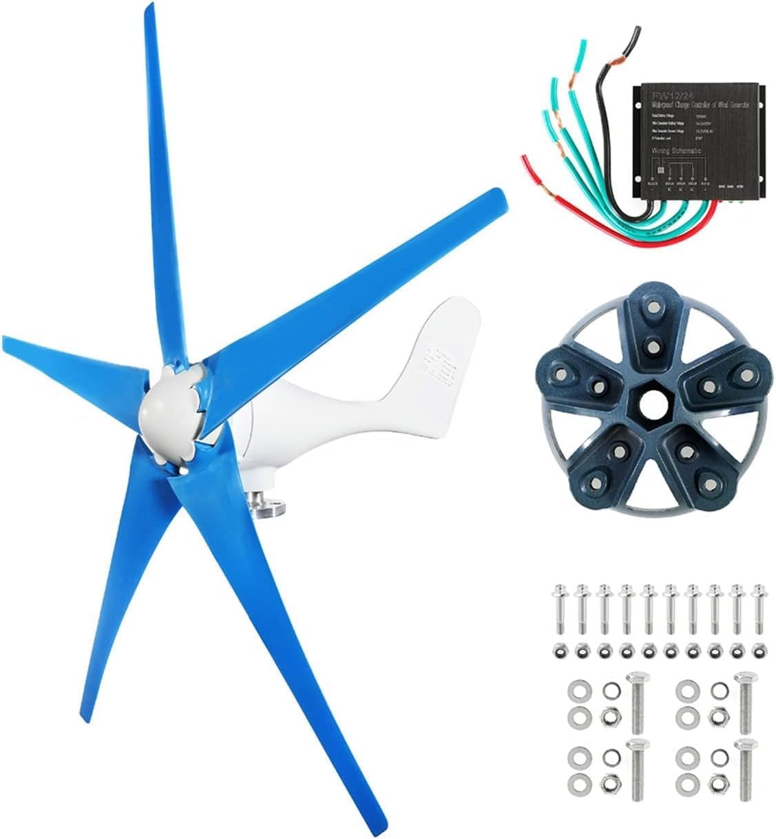 CHRISK 8000W 12V/24V/48V 5 Nylon Fiber Blades Wind Turbine Kit Small Wind Turbine Generator with Controller Windmill Boat RV Home