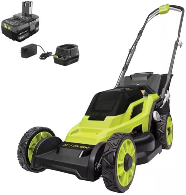 P1180 Fits For RYOBI 18V 13 in. Cordless Battery Walk Behind Push Lawn Mower with 4.0 Ah Battery and Charger